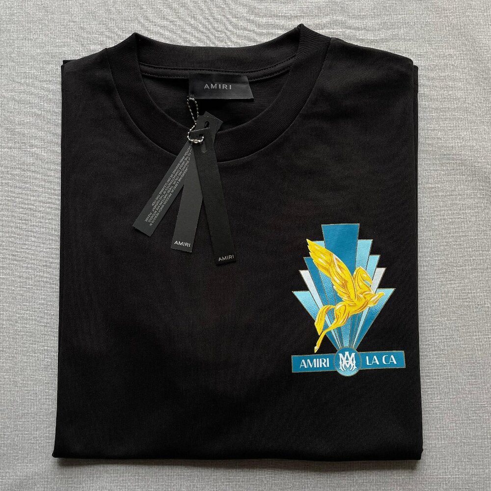 Amiri Men's New Casual Black Cotton T-shirt Size: Large